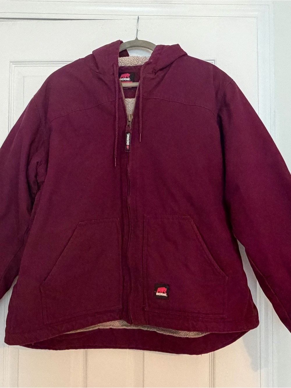 Berne Apparel Woman’s Plum Sherpa-lined Hooded Jacket